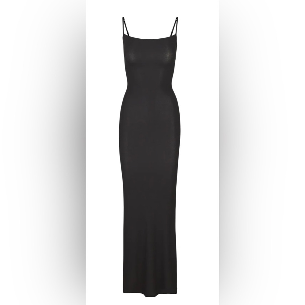 NWT Skims Soft Lounge Long Slip Dress Onyx Black Color Size L - Picture 5 of 8